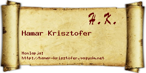 Hamar Krisztofer névjegykártya